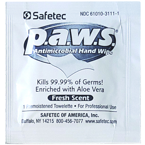 PAWS Antimicrobial Hand Wipe 5in × 8in