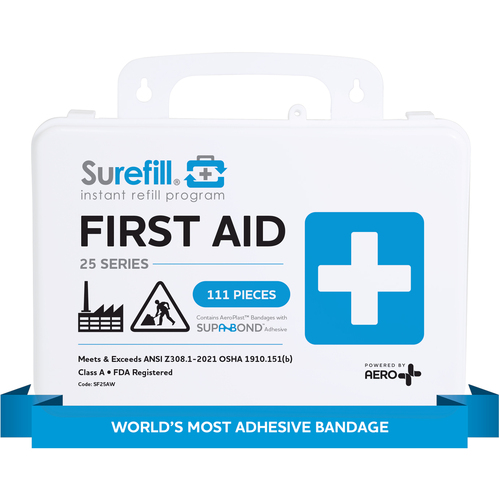 SUREFILL™ 25 ANSI 2021 A+ First Aid Kit - Weatherproof Plastic carton