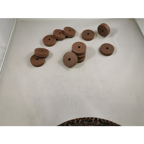 1 1/2″ × 3/8″ × 1/4″ - Resin Bonded Rubber Wheel (Fine Grit)