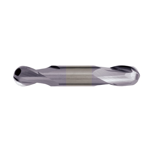 5/32″ Dia. × 3/8″ Shank × 7/16″ DOC × 3″ OAL, Carbide TiAlN, Spiral , 2 Flute, CW Helix, Weldon, Ballnose End Mill