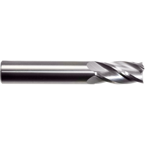 ‎3/8″ × 3/8″ × 1″ × 2-1/2″ RHS / RHC Solid Carbide 4-Flute Square Nose Single End General Purpose End Mill - Bright
