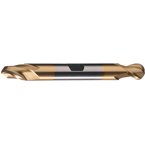 ‎13/32″ Dia. × 1/2″ Shank × 13/16″ DOC × 4-1/8″ OAL, HSS TiN, Spiral , 2 Flute, CW Helix, Weldon, Ballnose End Mill