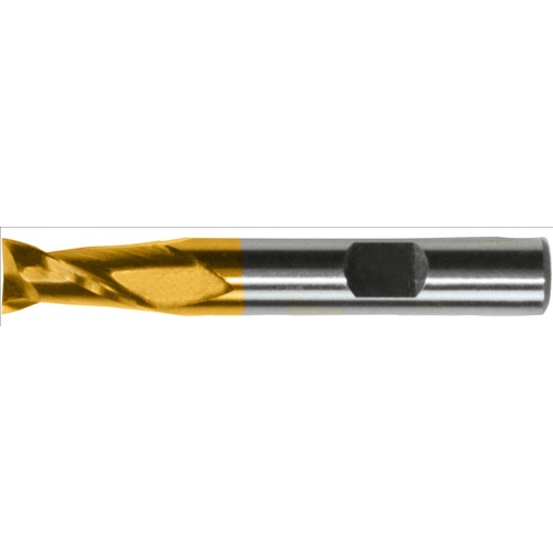 ‎25/64″ × 3/8″ × 13/16″ × 2-11/16″ RHS / RHC HSS-CO 8% (M42) Cobalt Single-End 2-Flute Center Cutting Finishing End Mill - Bright