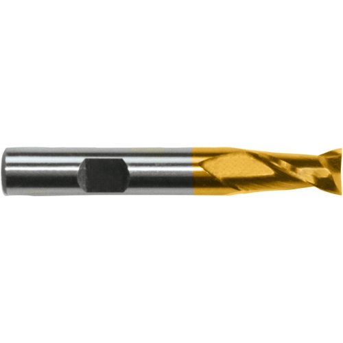 ‎5/8″ × 5/8″ × 1-5/16″ × 3-3/4″ RHS / RHC HSS-CO 8% (M42) Cobalt Single-End 2-Flute Center Cutting Finishing End Mill - TiN