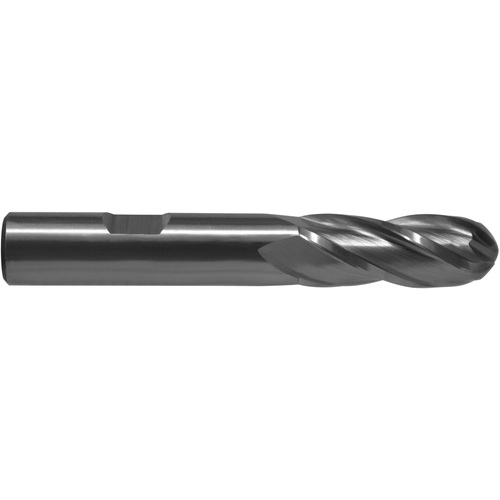 ‎5/8″ Dia. × 5/8″ Shank × 1-5/8″ DOC × 3-3/4″ OAL, HSSCoPM Bright, Spiral , 4 Flute, CW Helix, Weldon, Ballnose End Mill