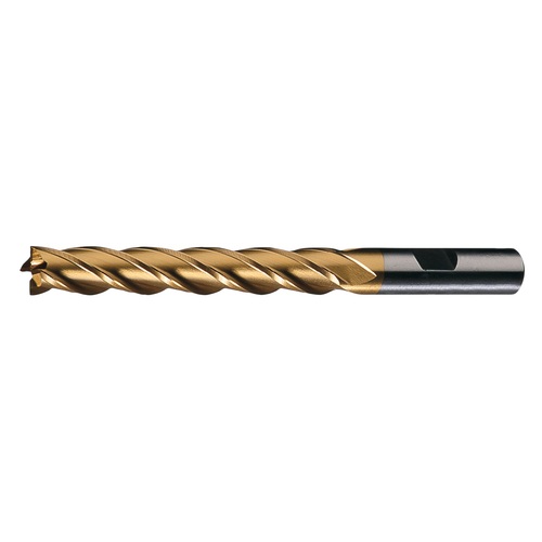‎1″ × 1″ × 4″ × 6-1/2″ RHS / RHC HSS-CO 8% (M42) Cobalt, Single End, 4-Flute, Center Cutting End Mill - TiN