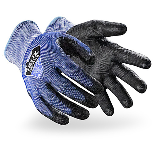 Helix High Cut, Blue Knit Glove with PU Dip, Size S
