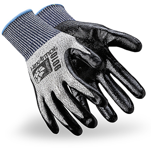 9000 Series HPPE Fiberglass Shell with Flat Nitrile Palm Dip Size L