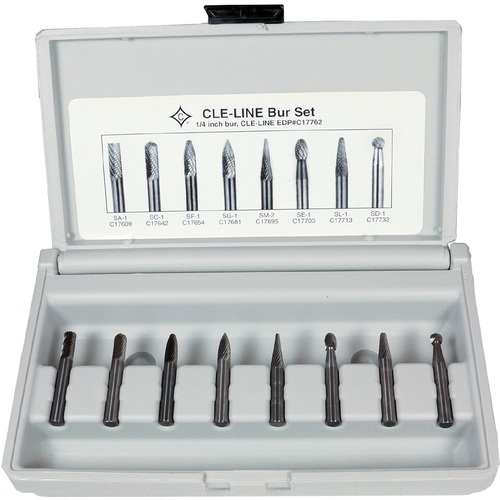 ‎8 Piece Solid Carbide Bur Set - Includes: SA–1, SC–1, SF–1, SG–1, SM–2, SE–1, SL–1, SD–1