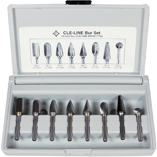 ‎8 Piece Solid Carbide Bur Set - Includes: SA–5, SC–5, SF–5, SG–5, SM–5, SE–5, SL–4, SD–5