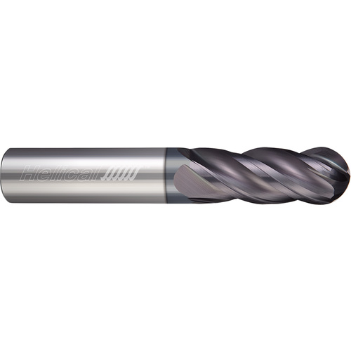 ‎4 Flute - Ball - 0.1562″ (5/32) Cutter DIA × 0.1875″ (3/16) Shank DIA × 0.0780″ (5/64) Radius × 0.7500″ (3/4) LOC × 2.5000″ (2-1/2) OAL  - APLUS Coated