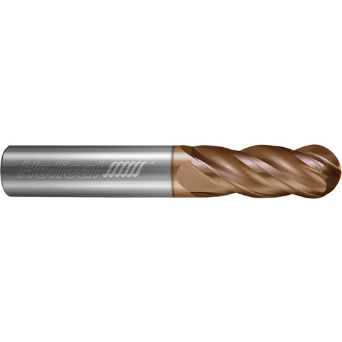 ‎4 Flute - Ball - 0.1562″ (5/32) Cutter DIA × 0.1875″ (3/16) Shank DIA × 0.0780″ (5/64) Radius × 0.4375″ (7/16) LOC × 2.5000″ (2-1/2) OAL  - TPLUS Coated