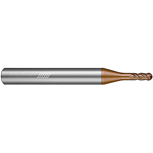 ‎4 Flute - Ball - 0.1562″ (5/32) Cutter DIA × 0.1875″ (3/16) Shank DIA × 0.0780″ (5/64) Radius × 0.4375″ (7/16) LOC × 2.5000″ (2-1/2) OAL  - TPLUS Coated