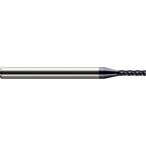 Miniature End Mills - Long Flute - 0.0930″ (3/32″) Cutter Diameter × 0.0300″ Radius × 0.5000″ (1/2″) Length of Cut Carbide Corner Radius End Mill, 4 Flutes, AlTiN Coated