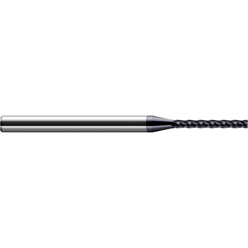 Miniature End Mills - Long Flute - 0.0310″ (1/32″) Cutter Diameter × 0.0080″ Radius × 0.2500″ (1/4″) Length of Cut Carbide Corner Radius End Mill, 4 Flutes, AlTiN Coated