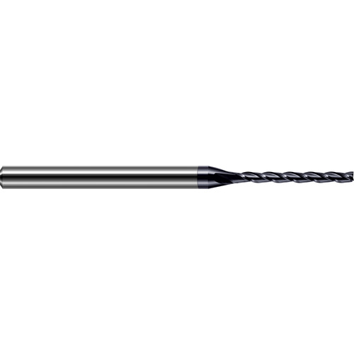 Miniature End Mills - Long Flute - 0.0800″ Cutter Diameter × 0.7500″ (3/4″) Length of Cut Carbide Square End Mill, 3 Flutes, AlTiN Coated