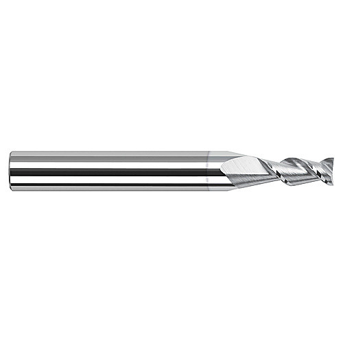 High Helix End Mills for Aluminum Alloys - 0.0400″ Cutter Diameter × 0.1200″ Length of Cut Carbide 45° Helix Square End Mill, 2 Flutes, TiB2 Coated