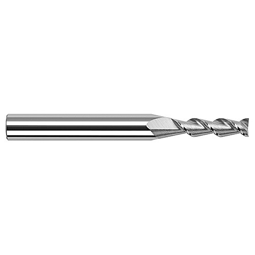 High Helix End Mills for Aluminum Alloys - 0.0500″ Cutter Diameter × 0.2500″ (1/4″) Length of Cut Carbide 45° Helix Square End Mill, 2 Flutes