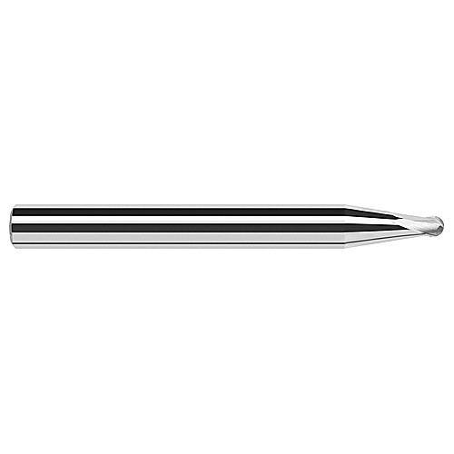 Ballnose End Mill; 1/32″ Dia. × 0.025″ LOC × 3/16″ Shank Dia. × 2″ OAL ; 2 FL ; Carbide ; Uncoated