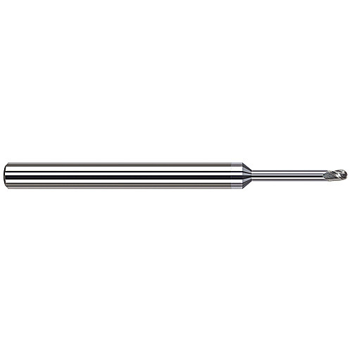 ‎Ballnose End Mill; 0.025″ Dia. × 0.037″ LOC × 1/8″ Shank Dia. × 2-1/2″ OAL ; 3 FL ; Carbide ; TiB2