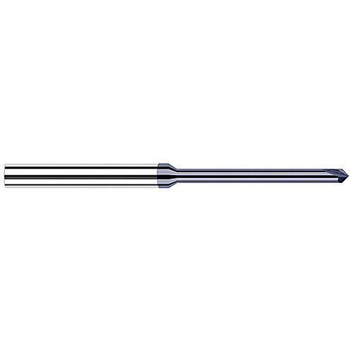 Chamfer Cutters - 0.0620″ (1/16″) Neck Diameter × 0.7500″ (3/4″) Reach × 45° per side Carbide Pointed Chamfer Cutter, 2 Flutes, AlTiN Coated