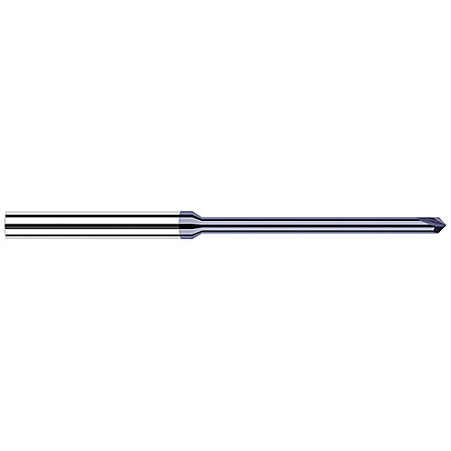 Chamfer Cutters - 0.0620″ (1/16″) Neck Diameter × 0.9500″ Reach × 45° per side Carbide Pointed Chamfer Cutter, 2 Flutes, AlTiN Coated