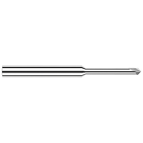 Chamfer Cutters - 0.0310″ (1/32″) Neck Diameter × 0.2500″ (1/4″) Reach × 30° per side Carbide Pointed Chamfer Cutter, 2 Flutes