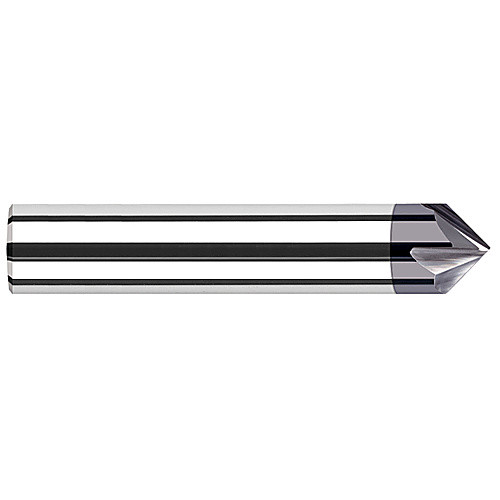 Chamfer Cutters - 0.3750″ (3/8″) Shank Diameter × 15° per side Carbide Pointed Chamfer Cutter, 2 Flutes, AlTiN Coated