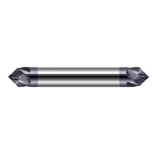‎0.3750″ (3/8) Shank DIA × 45 Degree per side  DE- 4 Helical FL - AlTiN Coated Chamfer Cutters - Pointed & Flat End - Helical Flutes - Double-Ended
