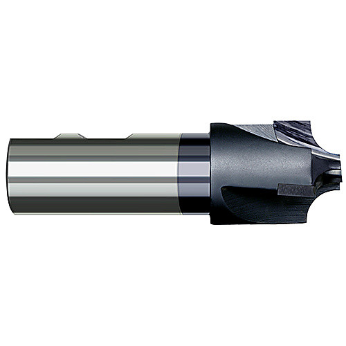 0.2500″ (1/4″) Radius × 0.4060″ (13/32″) Pilot Diameter Carbide Tipped 5° Flare Corner Rounding End Mill, 3 Flutes, AlTiN Coated