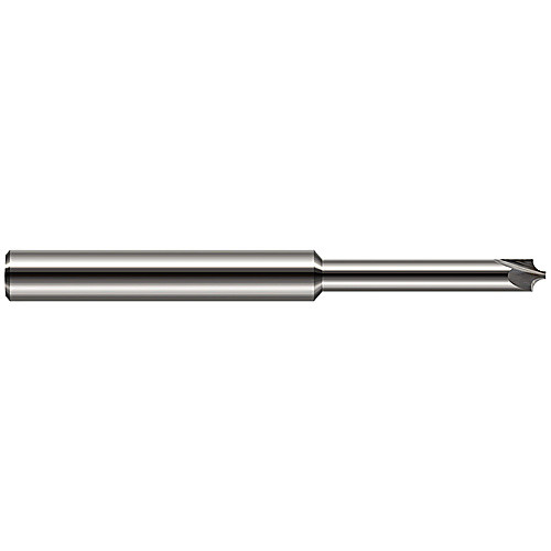 Corner Rounding End Mills - 0.0150″ (1/64″) Radius × 0.0200″ Pilot Diameter × 0.7500″ (3/4″) Neck Length Carbide 5° Flare Corner Rounding End Mills, 2 Flutes