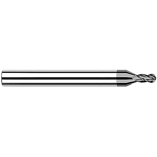 ‎Ballnose End Mill; 1/32″ Dia. × 3/64″ LOC × 1/8″ Shank Dia. × 1-1/2″ OAL ; 4 FL ; CVD ; Diamond