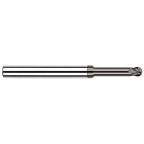 ‎Ballnose End Mill; 0.04″ Dia. × 0.06″ LOC × 1/8″ Shank Dia. × 2-1/2″ OAL ; 4 FL ; Carbide ; CVD
