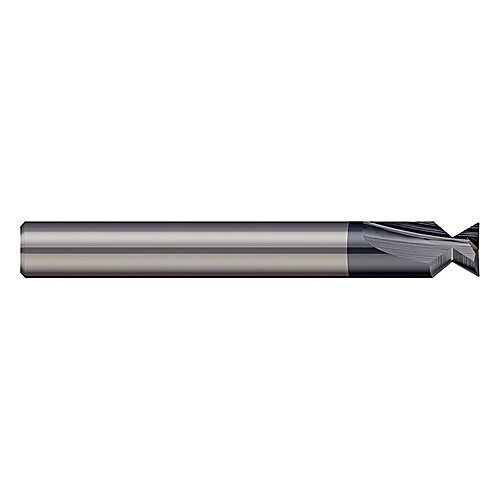 Dovetail Cutters - 0.3150″ Cutter Diameter × 0.0930″ (3/32″) Radius × 48° included Carbide Dovetail Cutter without Drop Hole Allowance, 2 Flutes, AlTiN Coated