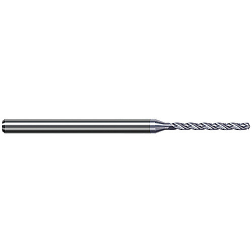 Solid Carbide Drill; 2.057 mm Dia. × 4 mm Shank Dia. × 63 mm OAL × 24 mm LCF ; 130 Degrees ; 10xD ; Helical Flute ; TiB2