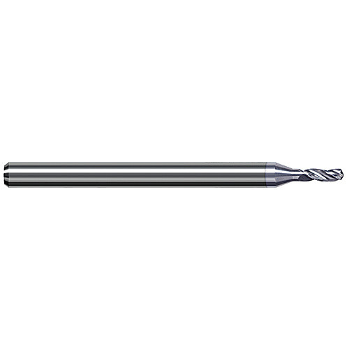 Solid Carbide Drill; 2.527 mm Dia. × 4 mm Shank Dia. × 50 mm OAL × 12 mm LCF ; 130 Degrees ; 3xD ; Helical Flute ; TiB2