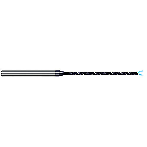 Solid Carbide Drill; 1.587 mm Dia. × 3 mm Shank Dia. × 75 mm OAL × 34.5 mm LCF ; 140 Degrees ; 20xD ; AlTiN