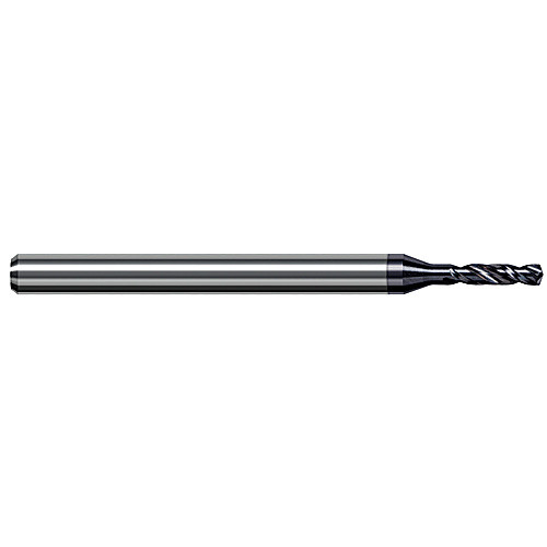 Solid Carbide Drill; 1.143 mm Dia. × 3 mm Shank Dia. × 50 mm OAL × 5.4 mm LCF ; 140 Degrees ; 3xD ; Helical Flute ; TiAlN Nano