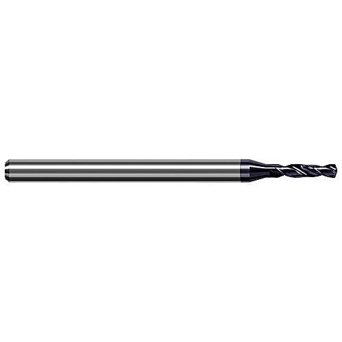 Solid Carbide Drill; 1.993 mm Dia. × 3 mm Shank Dia. × 50 mm OAL × 9.5 mm LCF ; 140 Degrees ; 3xD ; Helical Flute ; TiAlN