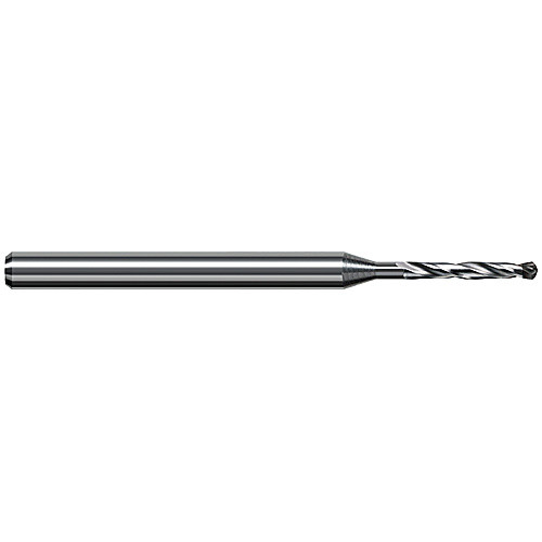Solid Carbide Drill; 2.381 mm Dia. × 4 mm Shank Dia. × 63 mm OAL × 16 mm LCF ; 130 Degrees ; 5xD ; Helical Flute