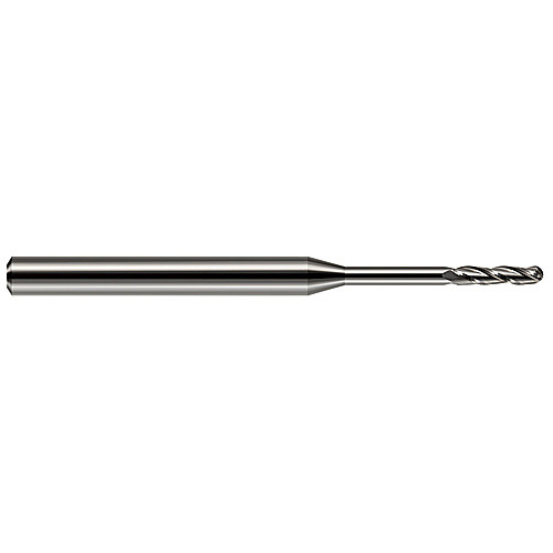 ‎Ballnose End Mill; 1/16″ Dia. × 1/2″ LOC × 1/8″ Shank Dia. × 2-1/2″ OAL ; 3 FL ; Carbide ; Uncoated