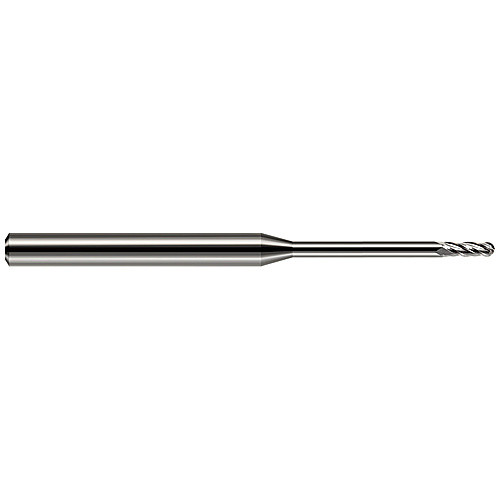 ‎Ballnose End Mill; 1/64″ Dia. × 0.045″ LOC × 1/8″ Shank Dia. × 1-1/2″ OAL ; 4 FL ; Carbide ; Uncoated