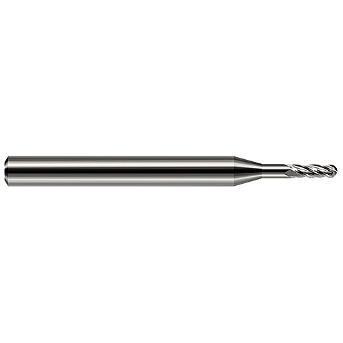 Ballnose End Mill; 3/16″ Dia. × 0.57″ LOC × 1/8″ Shank Dia. × 2″ OAL ; 2 FL ; Carbide ; Uncoated