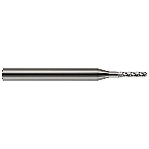 ‎Ballnose End Mill; 1/16″ Dia. × 0.186″ LOC × 1/8″ Shank Dia. × 1-1/2″ OAL ; 4 FL ; Carbide ; Uncoated