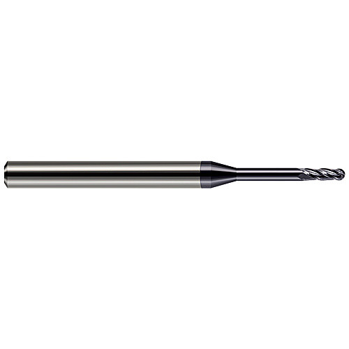 ‎Ballnose End Mill; 0.039″ Dia. × 0.117″ LOC × 1/8″ Shank Dia. × 1-1/2″ OAL ; 4 FL ; Carbide ; AlTiN