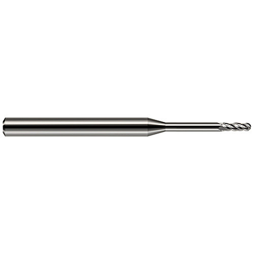 ‎Ballnose End Mill; 0.03″ Dia. × 0.09″ LOC × 1/8″ Shank Dia. × 1-1/2″ OAL ; 2 FL ; Carbide ; Uncoated