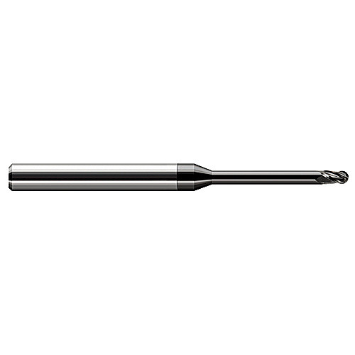 ‎Ballnose End Mill; 0.01″ Dia. × 1/64″ LOC × 1/8″ Shank Dia. × 2-1/2″ OAL ; 3 FL ; Carbide ; Amorphous Diamond