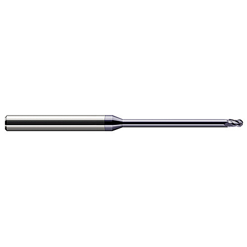 Ballnose End Mill; 3/32″ Dia. × 0.139″ LOC × 1/8″ Shank Dia. × 3″ OAL ; 3 FL ; Carbide ; AlTiN