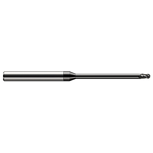 ‎Ballnose End Mill; 0.025″ Dia. × 0.037″ LOC × 1/8″ Shank Dia. × 2-1/2″ OAL ; 3 FL ; Carbide ; DLC