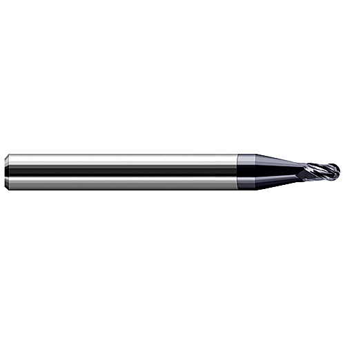 ‎Ballnose End Mill; 0.008″ Dia. × 0.012″ LOC × 1/8″ Shank Dia. × 1-1/2″ OAL ; 2 FL ; Carbide ; TiAlN